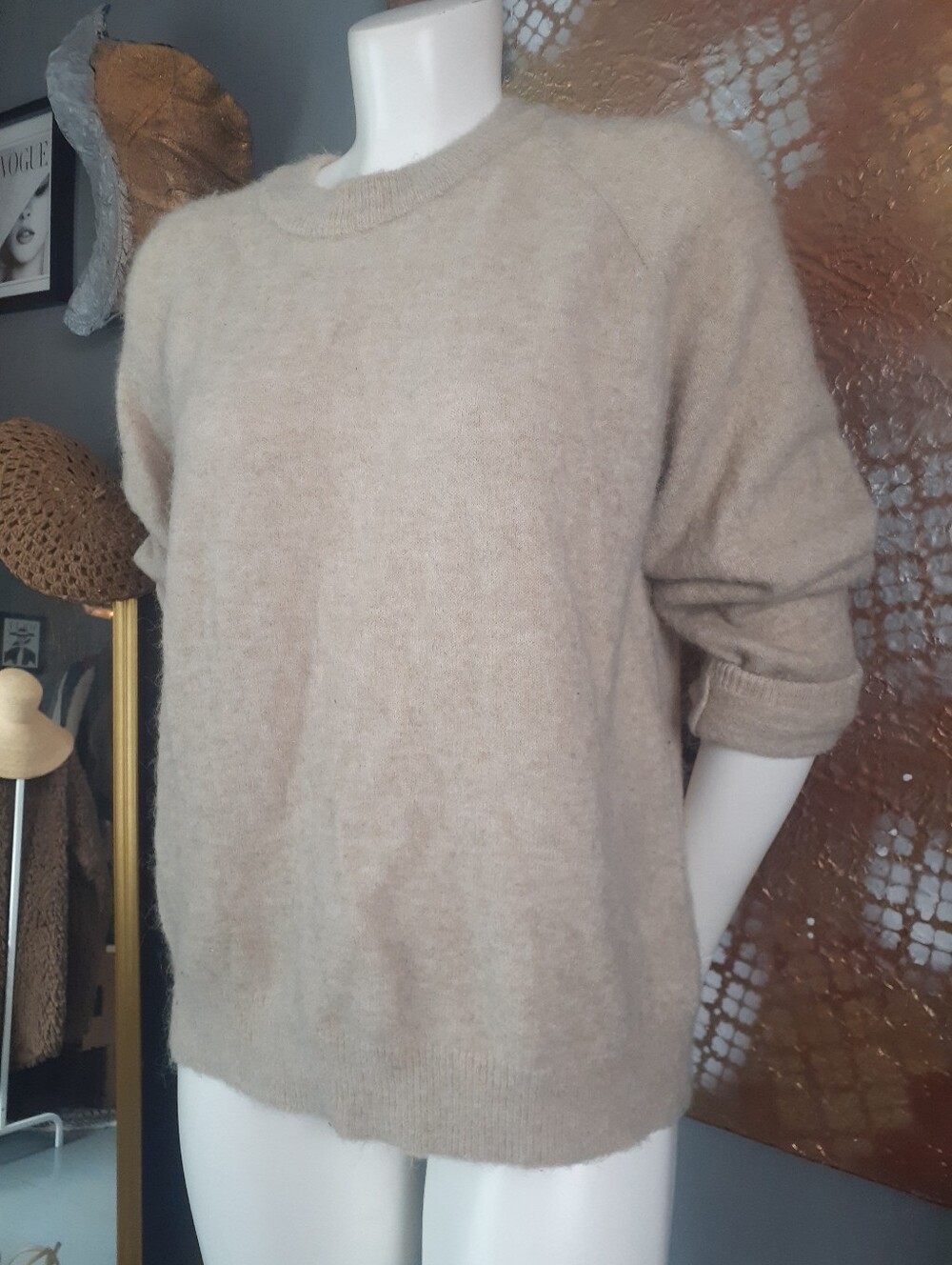 Zara Nwot Wool/Alpaca Blend Beige Crewneck Women's Sweater
